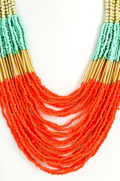 Indian Style Seed Bead Acrylic Layered Necklace Set Necklaces