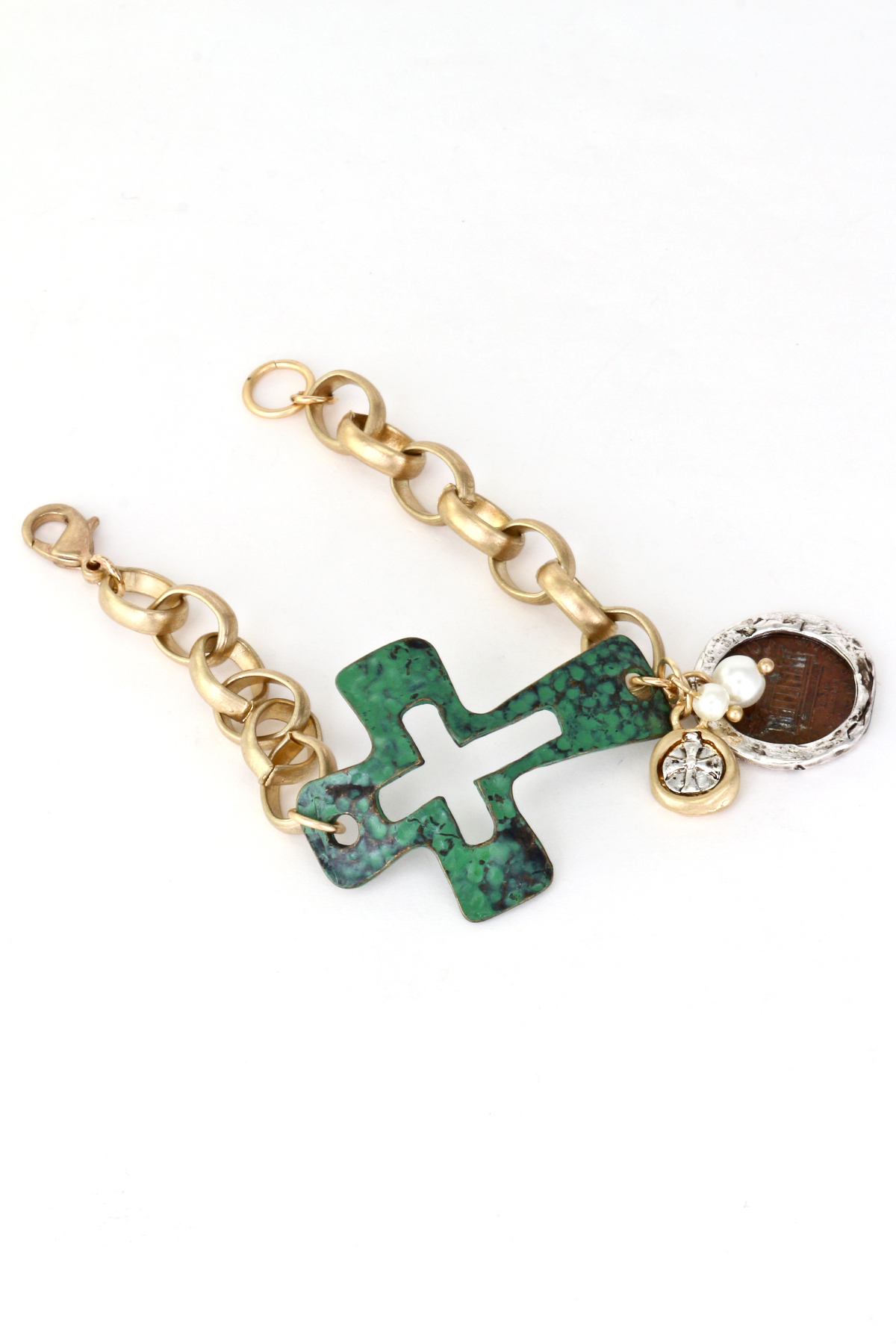 charm  Bracelets cross Bracelet Metal  Charm Copper  with Penny metal Cross