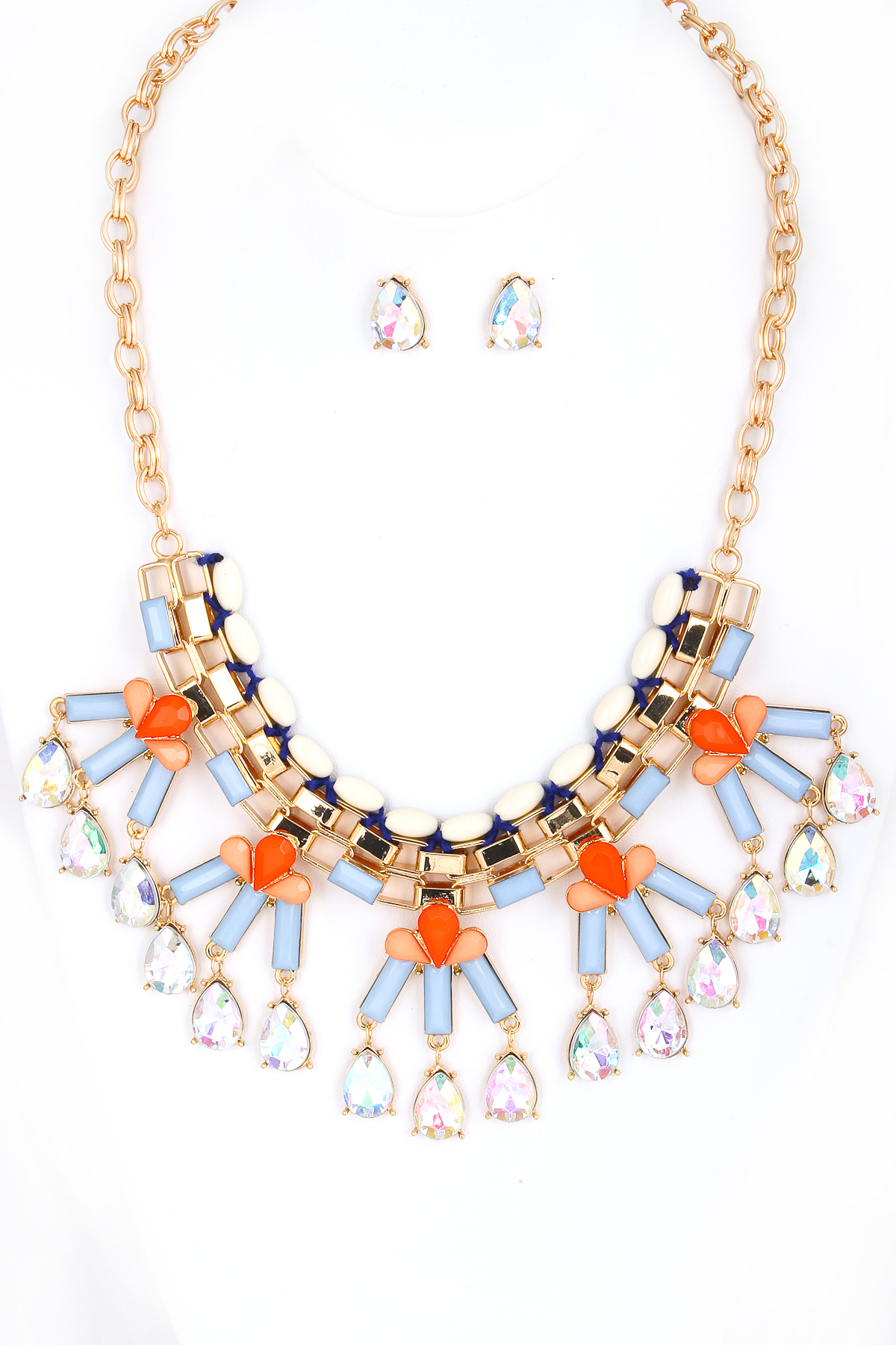 Acrylic Jewel Bib Necklace Set Necklaces 2907