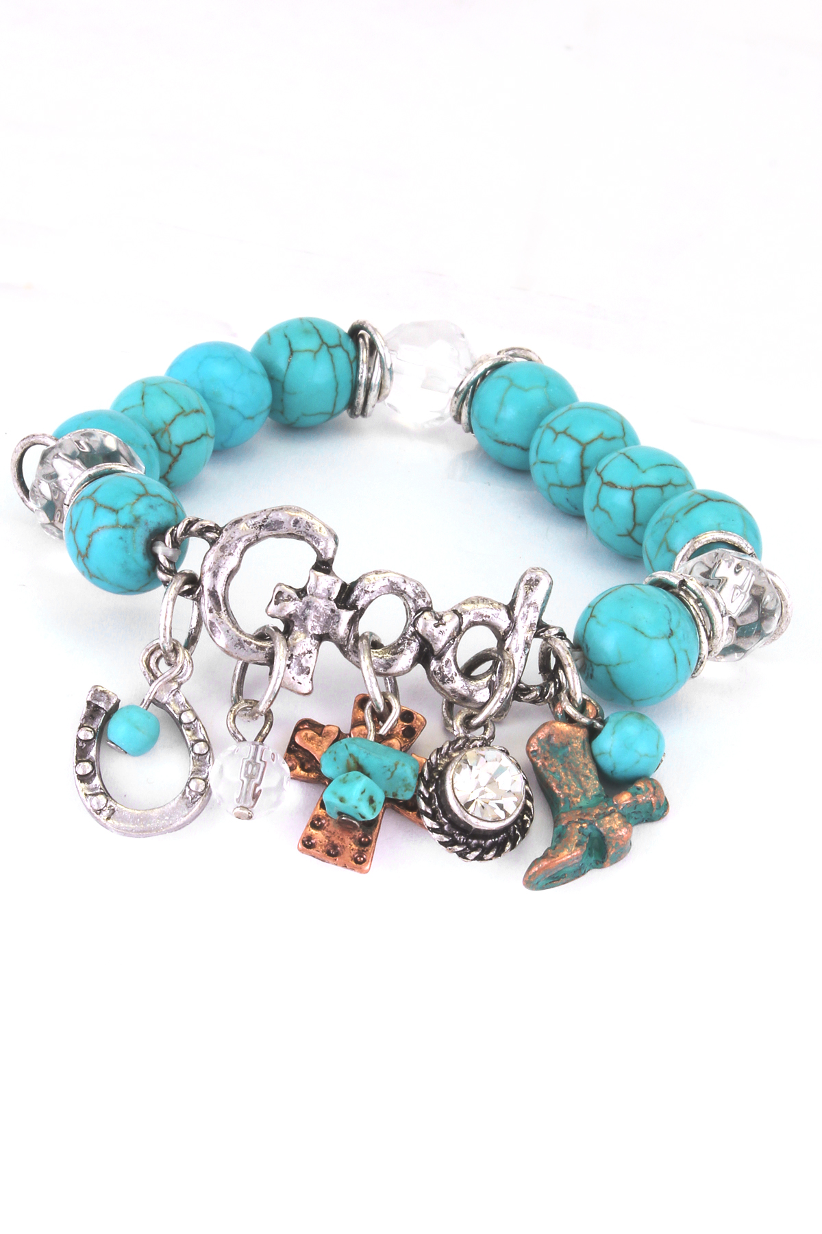 Semi Precious Stone Cutout Stretch Bracelet Bracelets