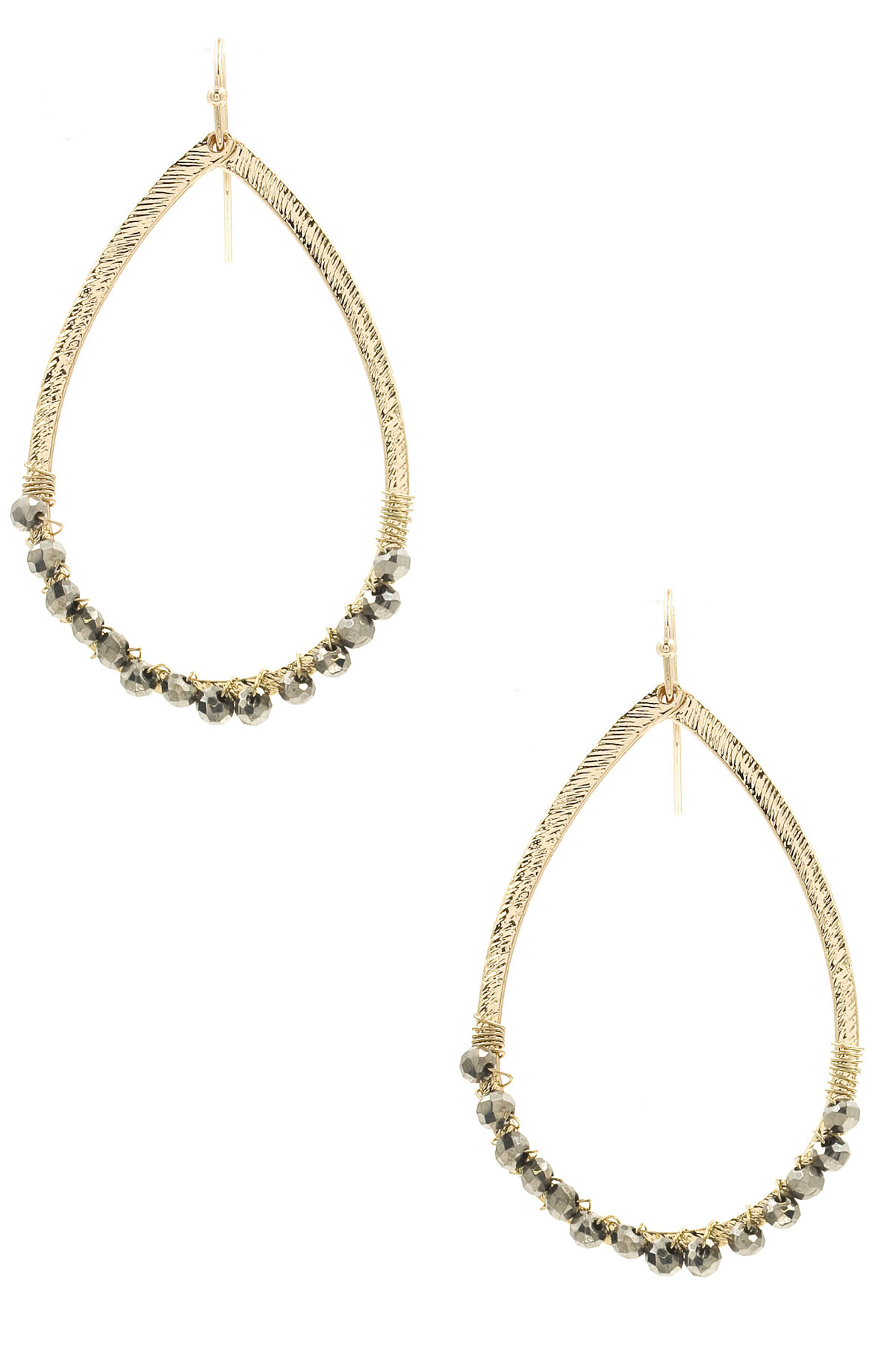 Metal Teardrop Faceted Bead Earrings