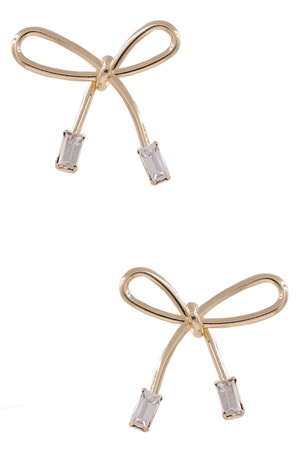 Metal Bowtie Glass Jewel Earrings
