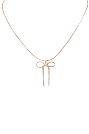 Metal Herringbone Chain Bow Necklace