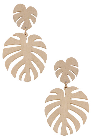 Wood Leaf Dangle Earrings
