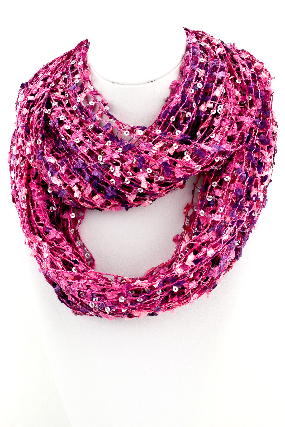 Woven Sequin Infinity Scarf - Scarves