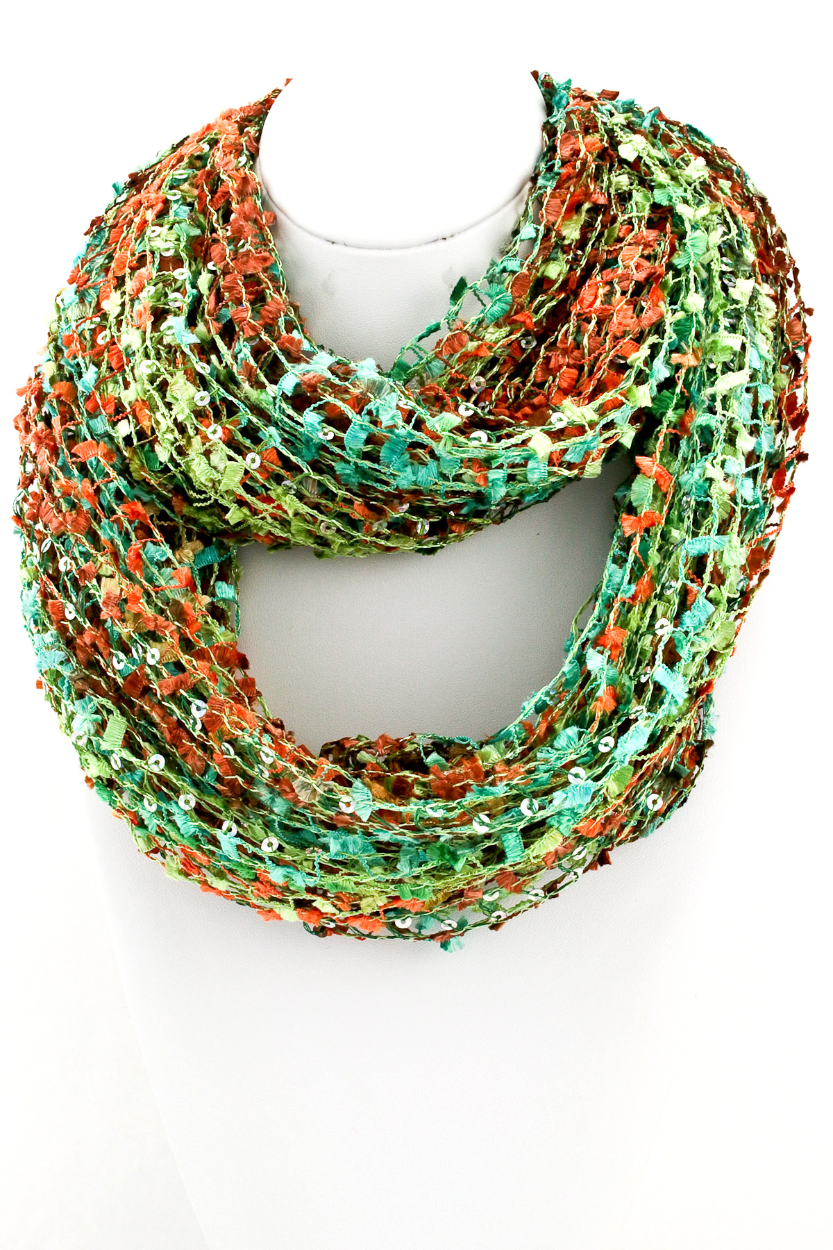 Woven Sequin Infinity Scarf - Scarves