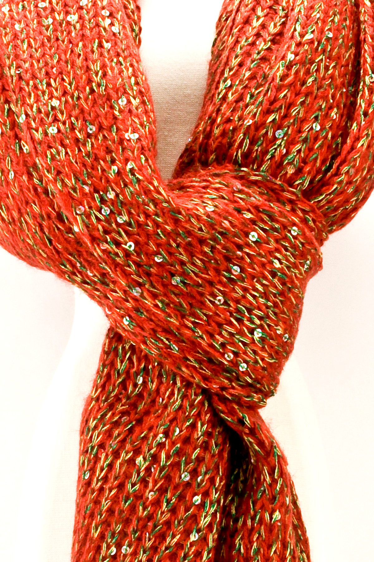 Knit Sequin Studded Scarf - Scarves