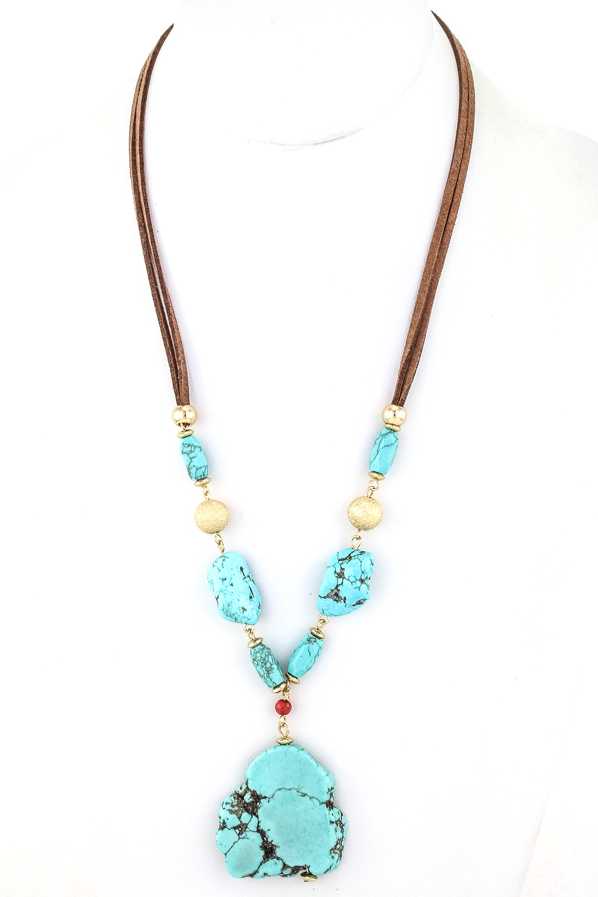 Semi Precious Stone Suede Cord Necklace - Necklaces