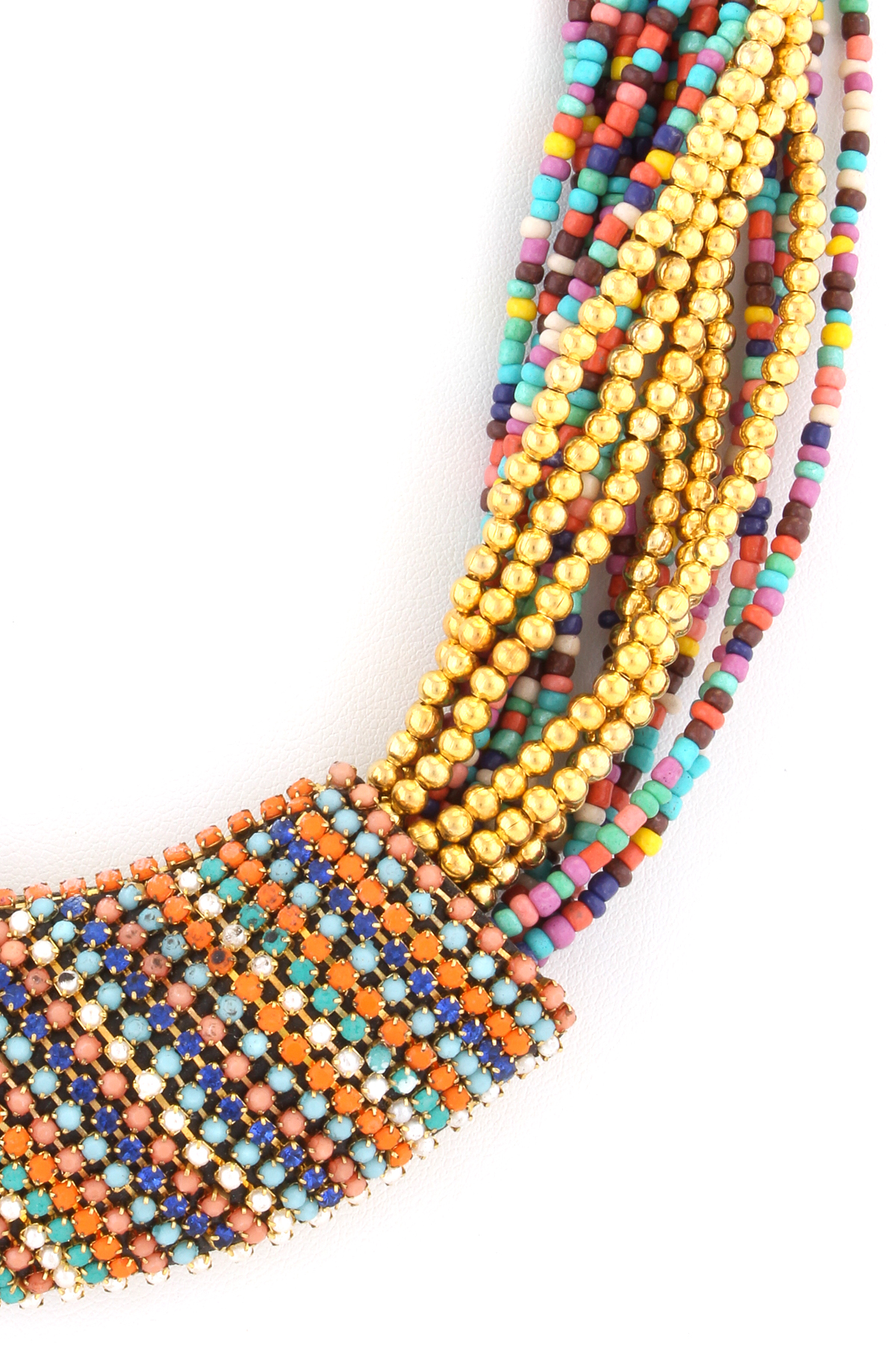 Layered Seed Bead Cluster Bib Necklace - Necklaces