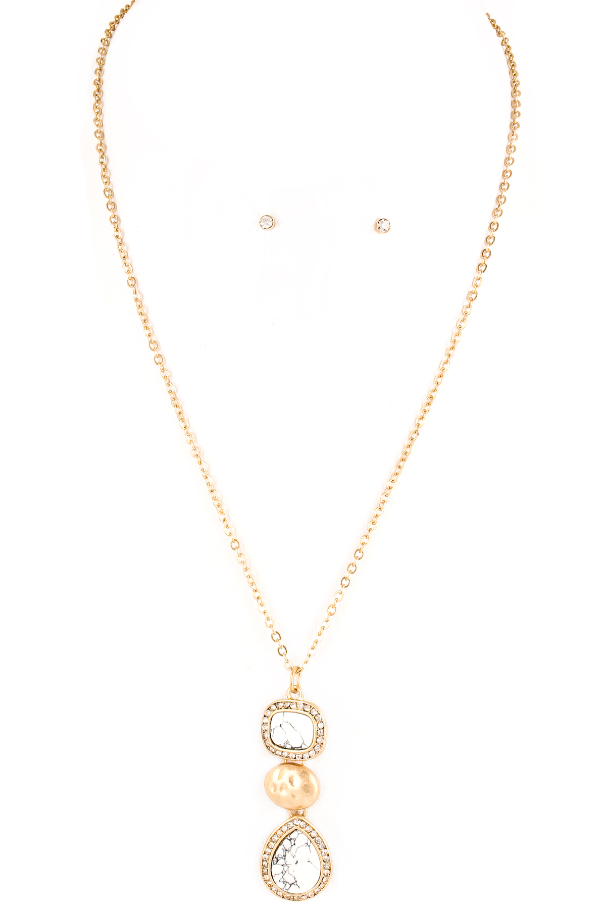 Download Pave Teardrop Stone Necklace Set - Necklaces