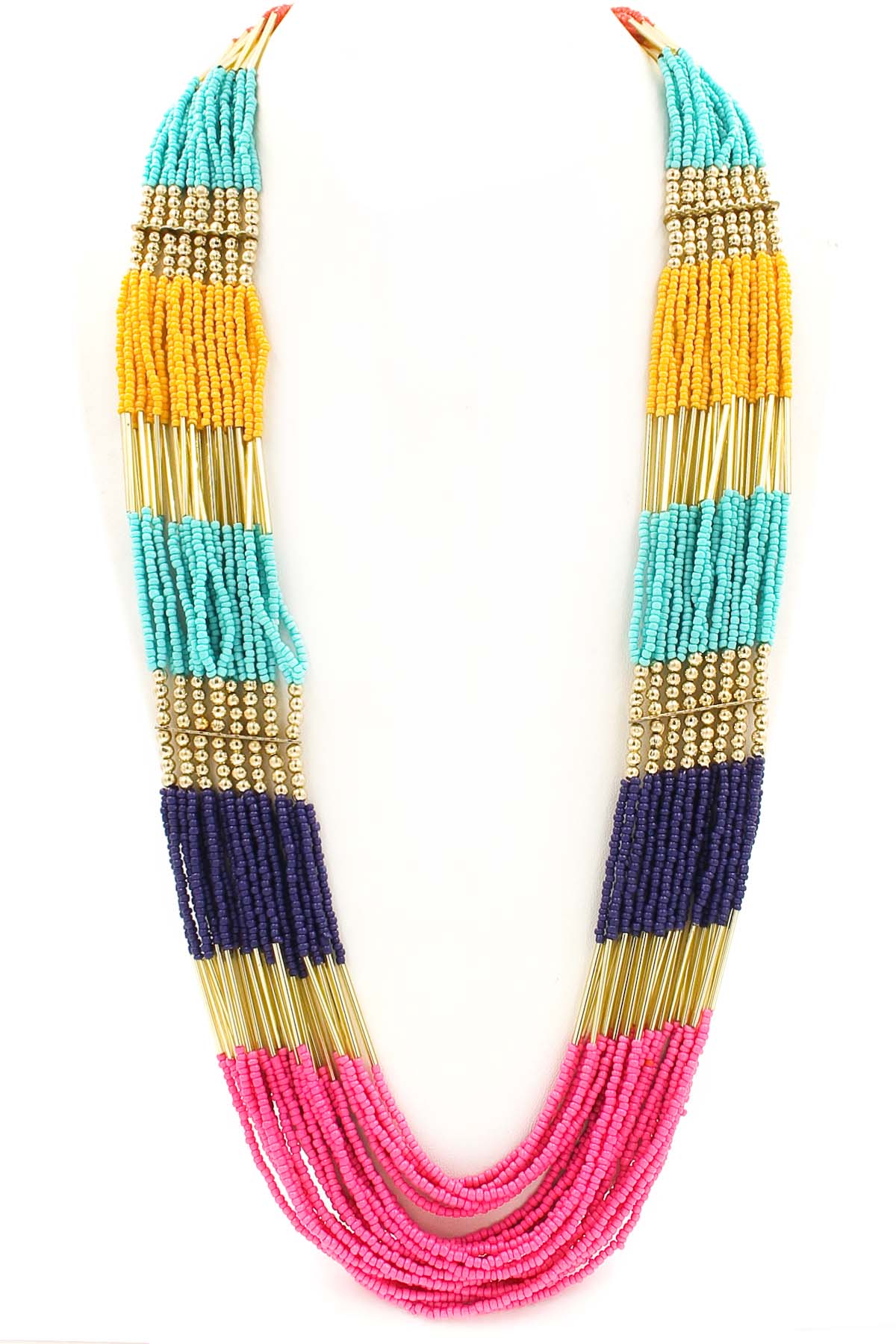 Layered Seed Bead Long Necklace - Necklaces