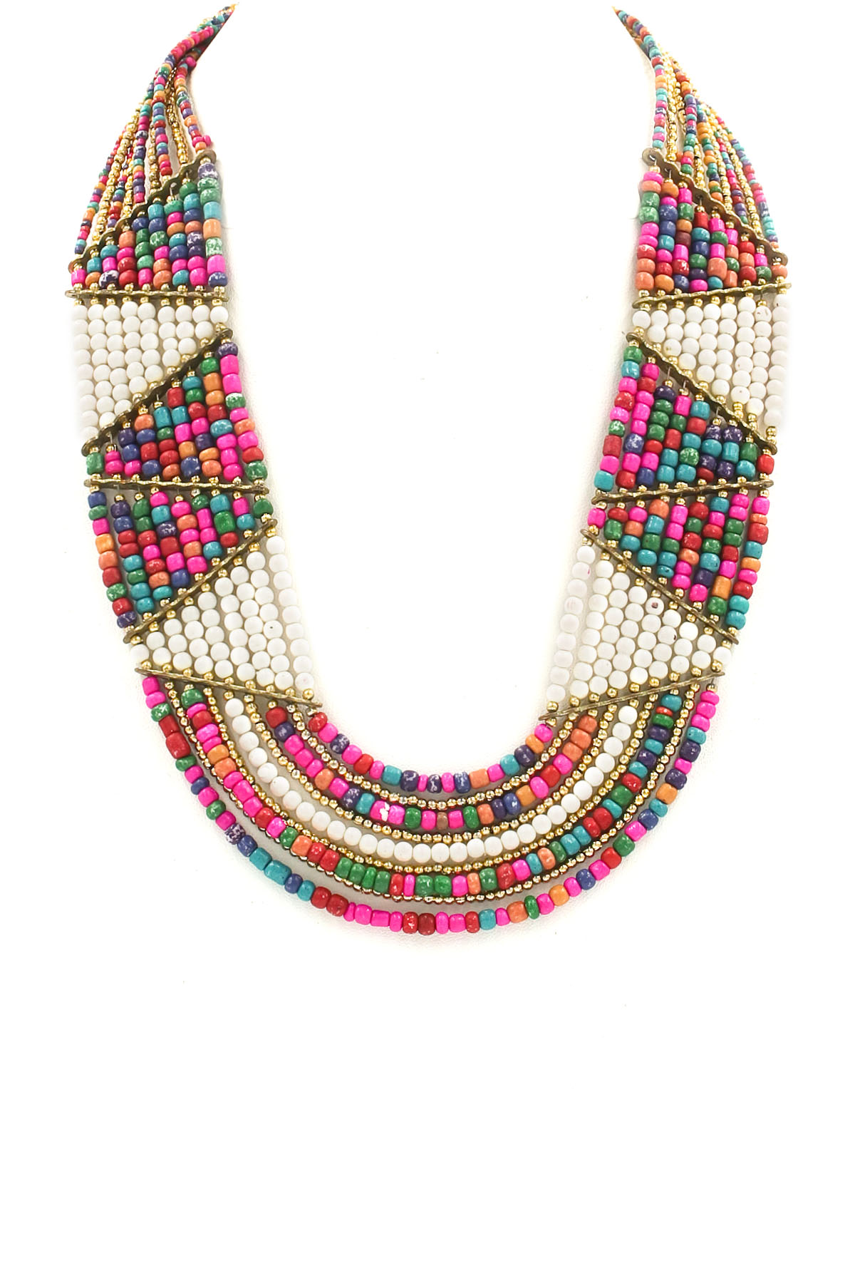 Layered Seed Bead Bib Necklace - Necklaces