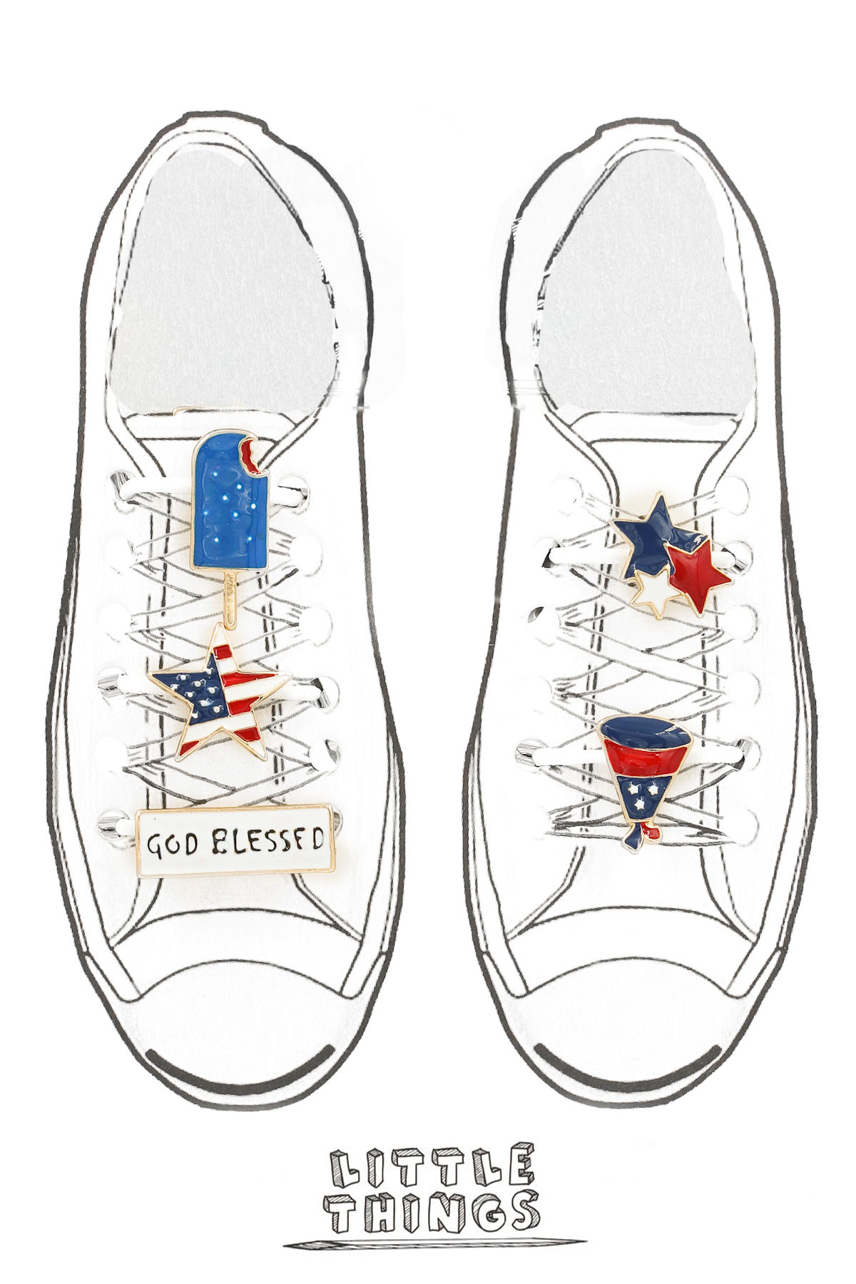 Red White & Blue Shoelace Pin Set Pins & Brooches
