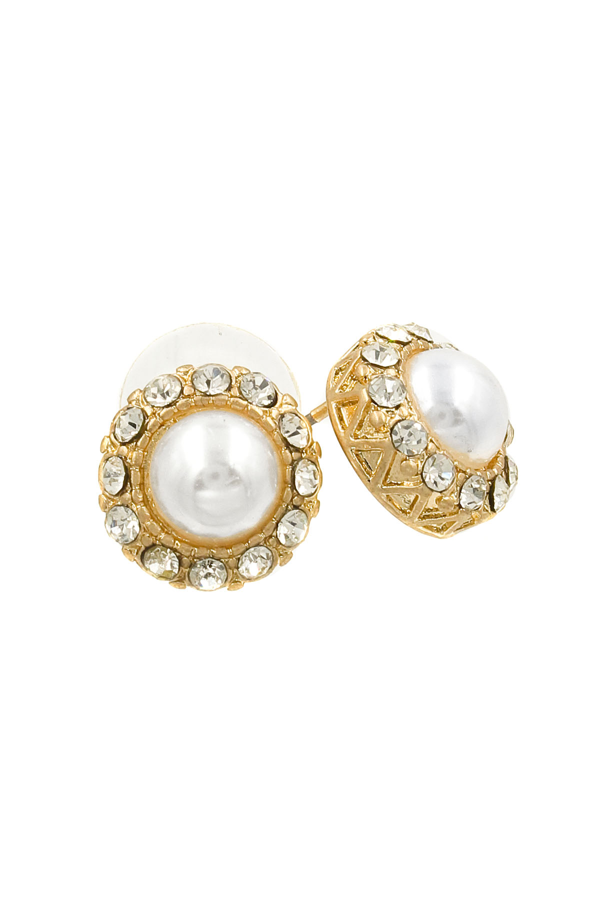 Rhinestone Embedded Pearl Earrings
