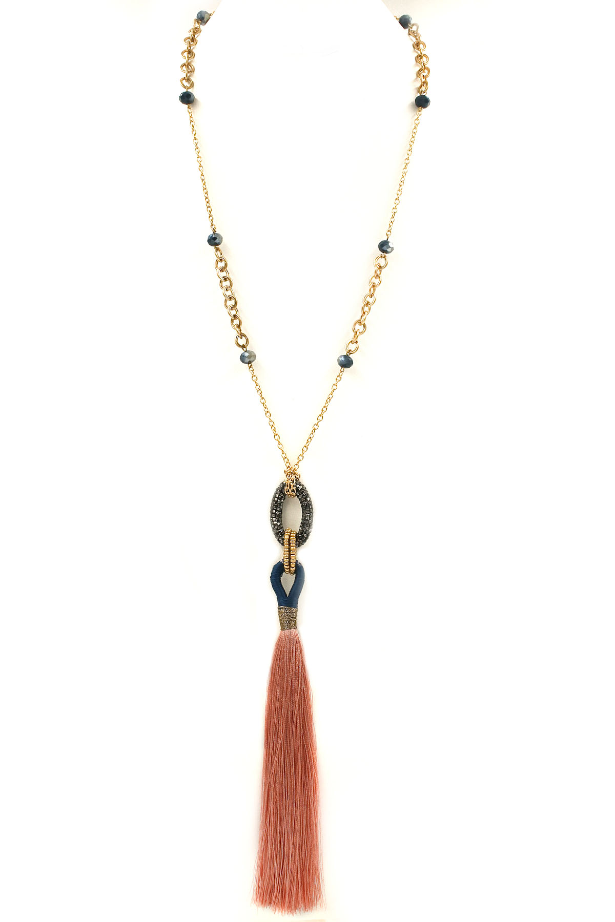 Cotton Tassel Long Necklace - Necklaces