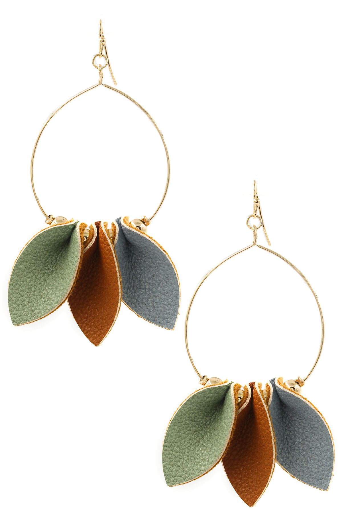 Faux Leather Leaf Hoop Earrings