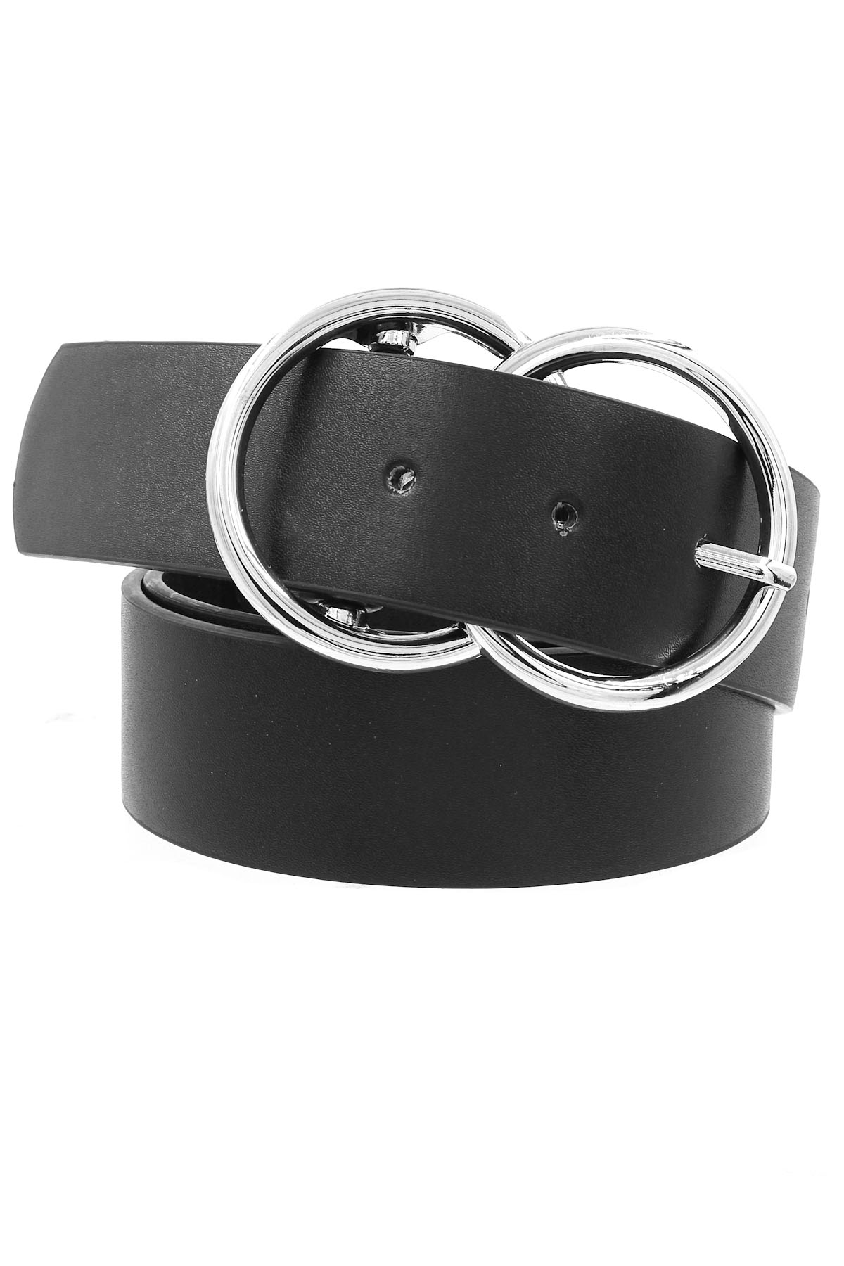 Faux Leather Metal Ring Belt - Belts