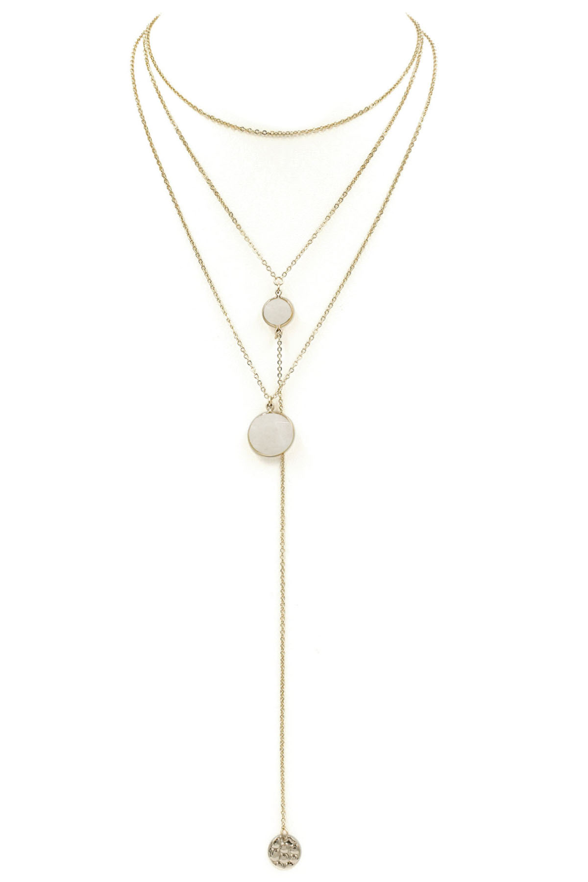 Layered Stone 'Y' Drop Necklace Necklaces