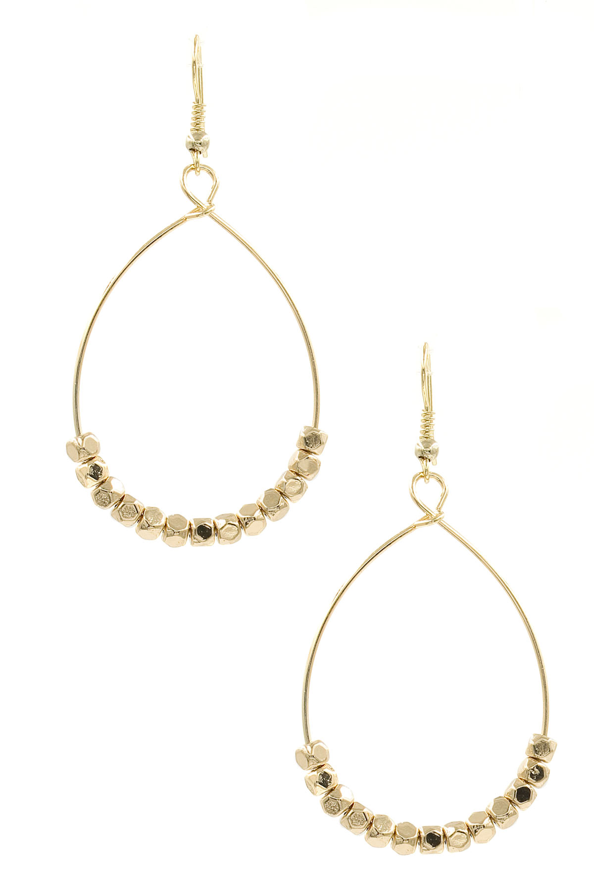 Beaded Teardrop Hoop Earrings