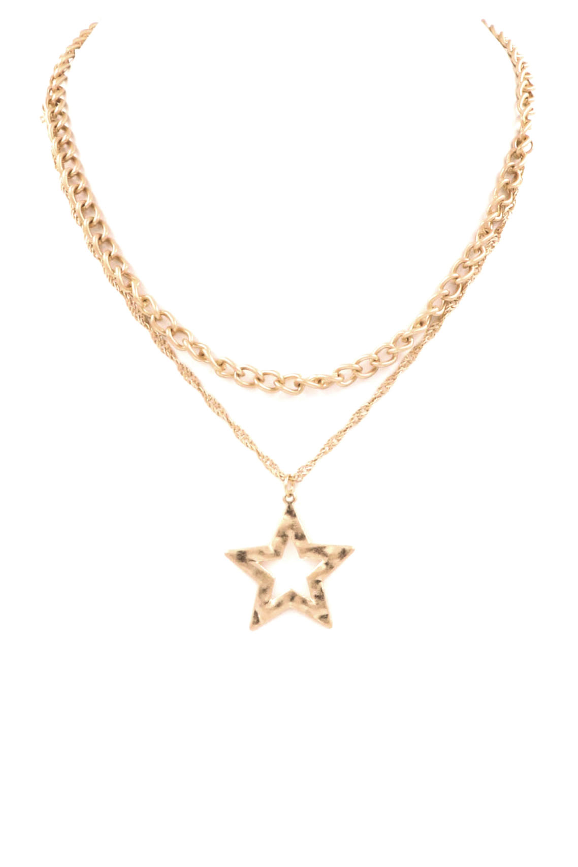 Metal Star Chain Necklace - Necklaces