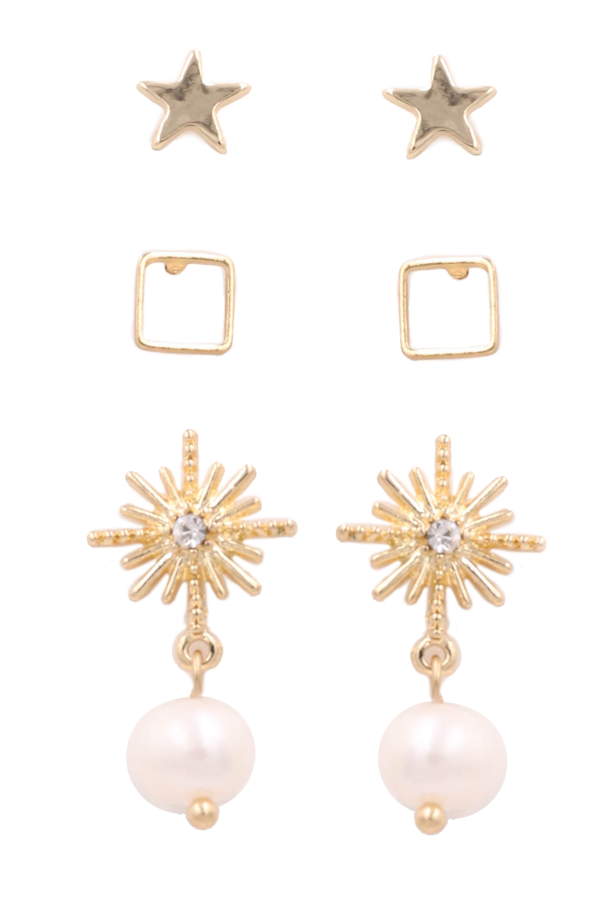 Metal Stud Earrings Set