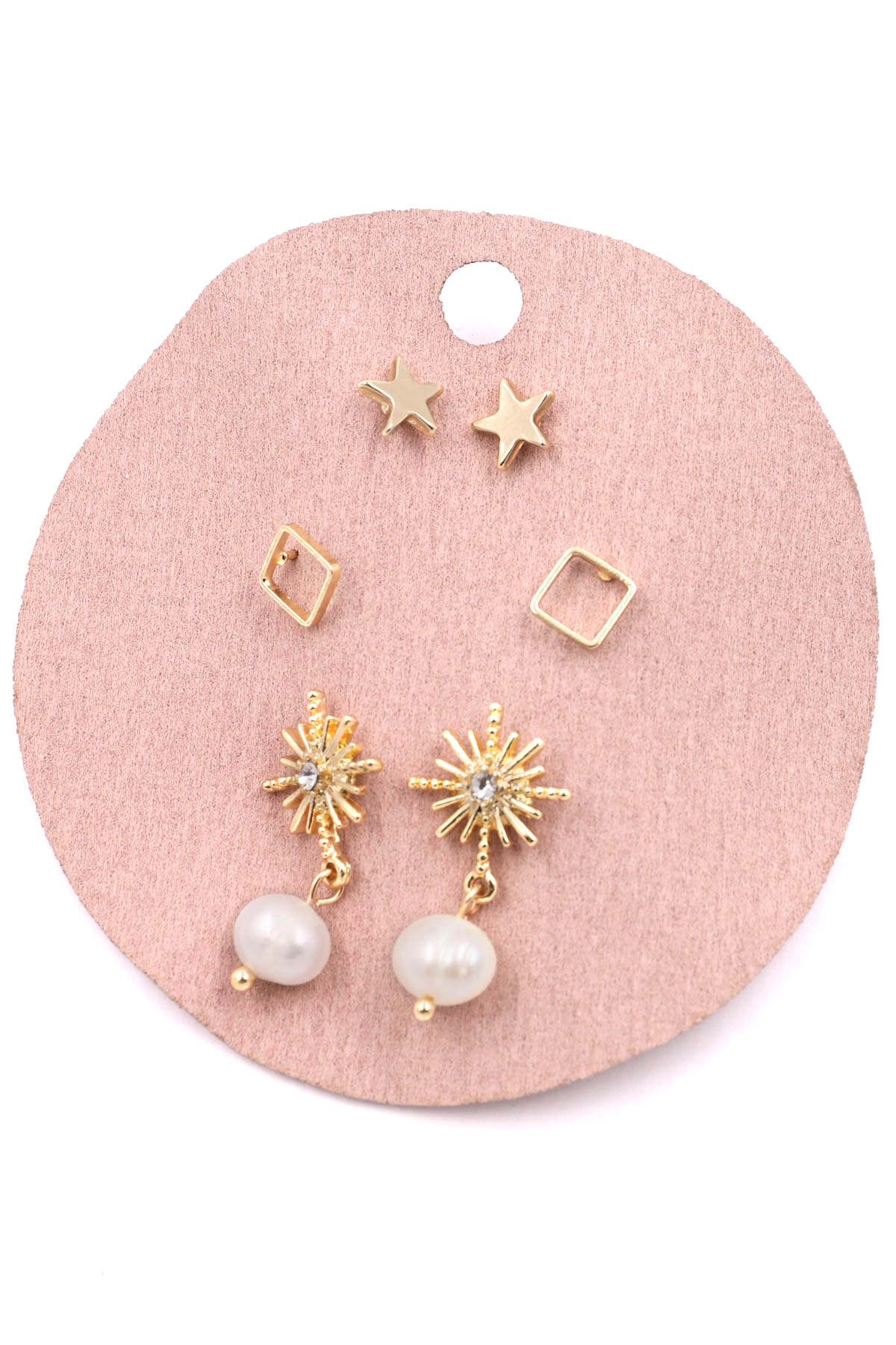 Metal Stud Earrings Set