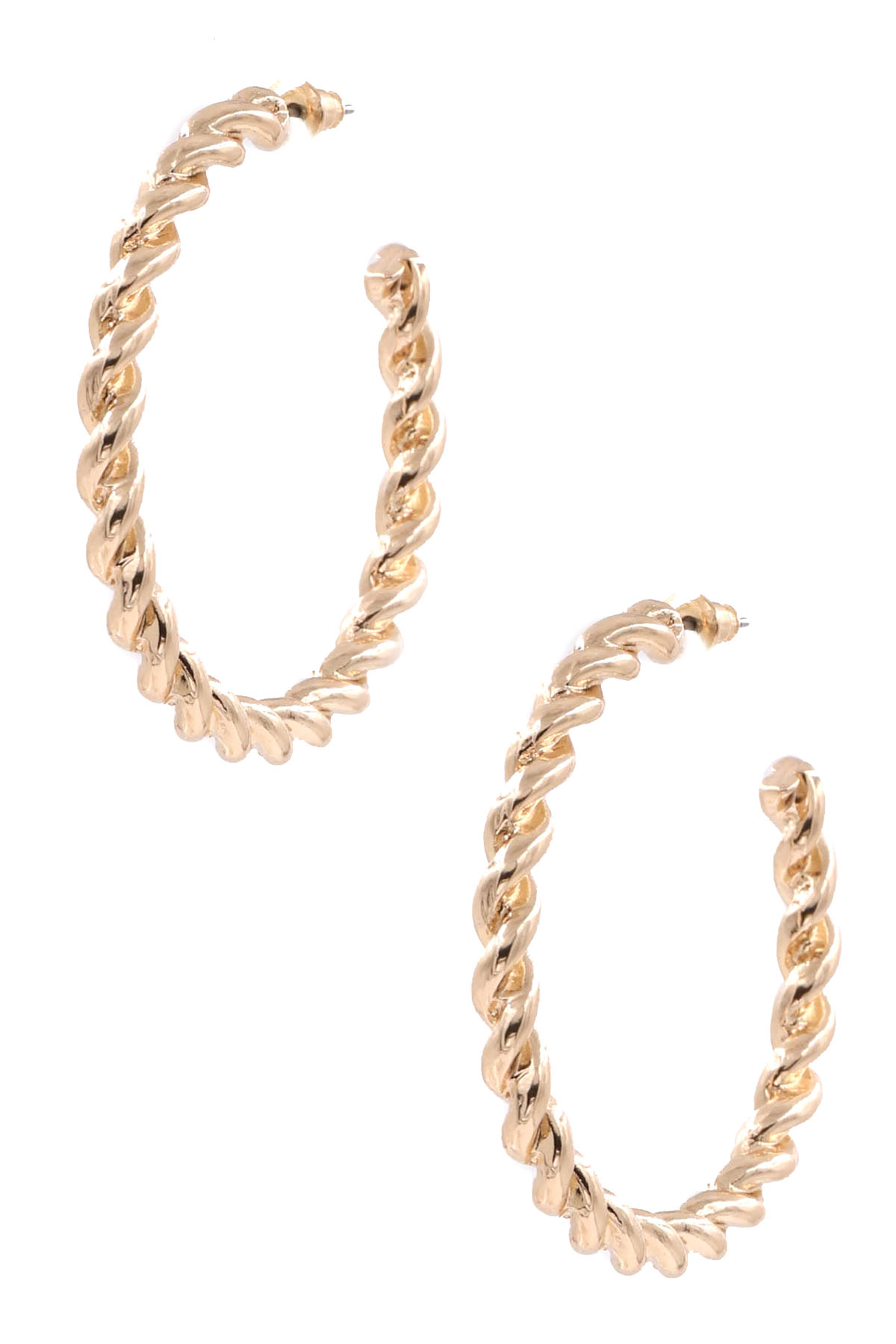 Gold Twisted Open Hoop Earrings 6552