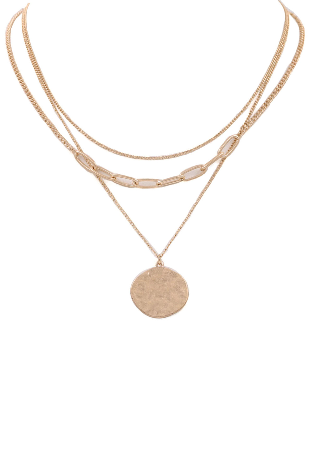 WORN GOLD Disc Layered 2-Piece Necklace Set - Necklaces