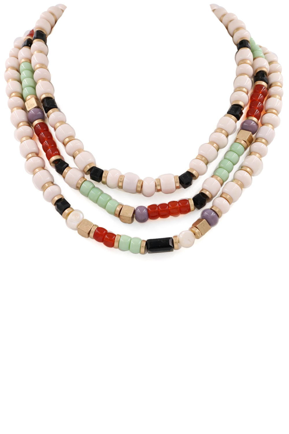 Nude Bead Layered Necklace Necklaces