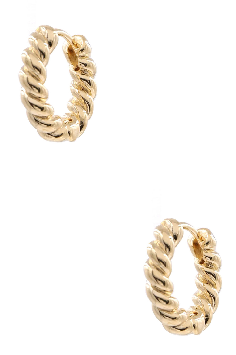 GOLD Brass Twisted Baguette Earrings