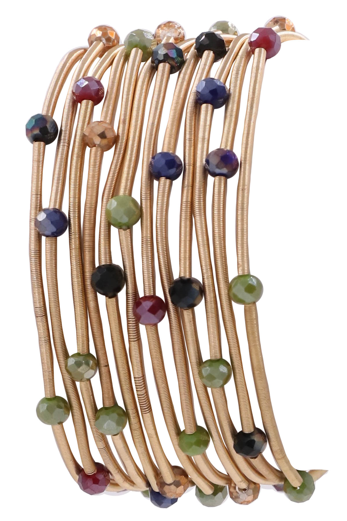 Faceted Bead Stretch Coil Bracelet