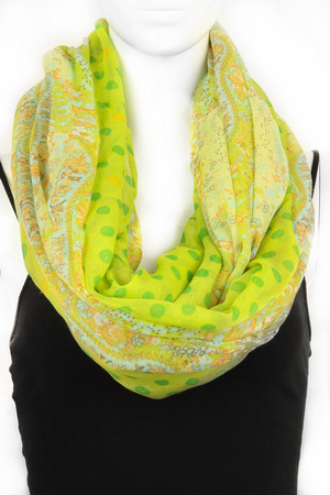 Polka dot and floral print infinity scarf