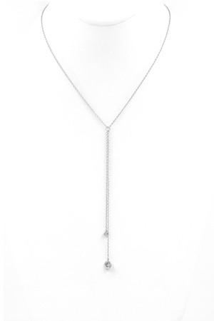 Brass/Cubic Zirconia 'Y' Drop Necklace