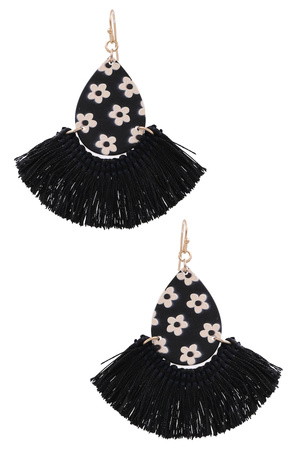 Acrylic Floral Cotton Tassl Earrings