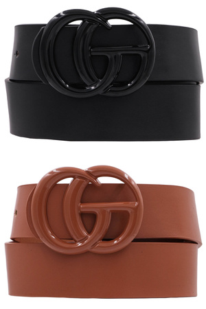 Metal Buckle Faux Leather Belt