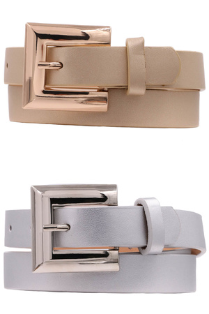 Metal Square Faux Leather Belt