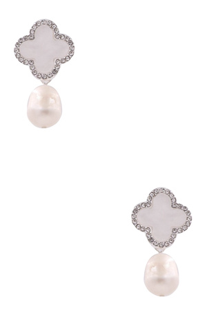 Fresh Water Pearl Quatrefoil Earrings