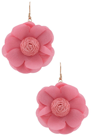 Metal Cloth Flower Earrings