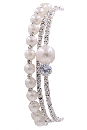 Rhinestone Cream Pearl Coil Bracelet