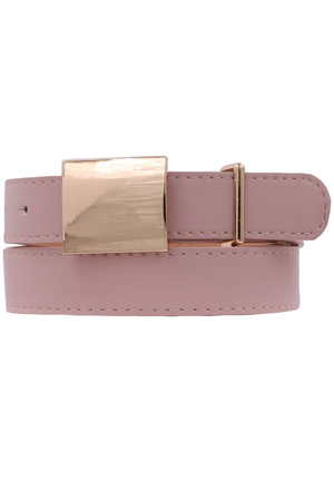 Metal Rectangular Buckle Faux Leather Belt