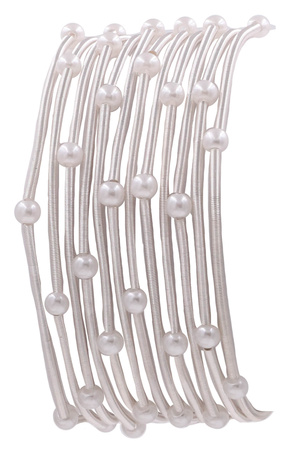 Metal Coil Pearl Stretch Bracelet