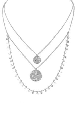 Metal Layered Chain Disc Pendant Necklace