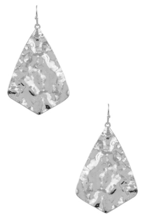 Metal Hammered Diamond Dangle Earrings