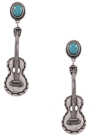 Metal Western Vintage Guitar Dangle Earrings