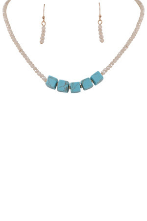 Semiprecious Stone Faceted Bead Necklace Set