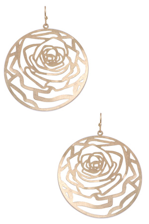 Metal Floral Cut-out Circle Drop Earrings