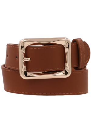 Metal Angled Bar Rectangle Faux Leather Belt