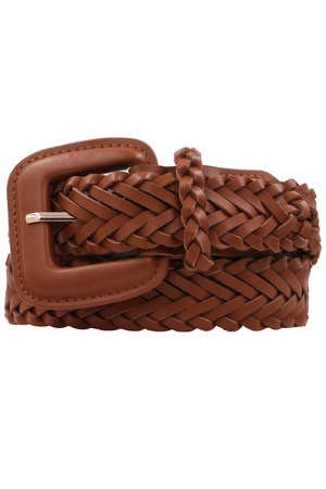 Rectangle Cover Buckle  Braid Strap Belt