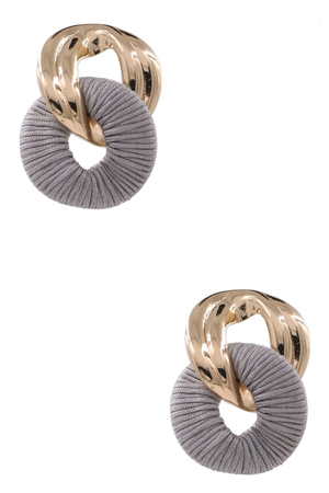 Metal Cord Wrapped  Double Ring Earrings