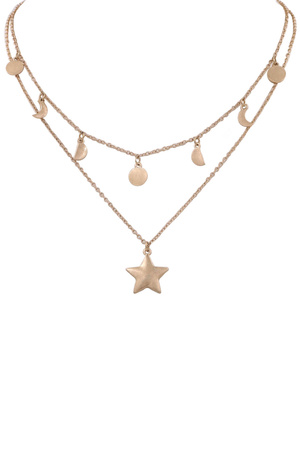 Layered Metal Star/Moon Necklace